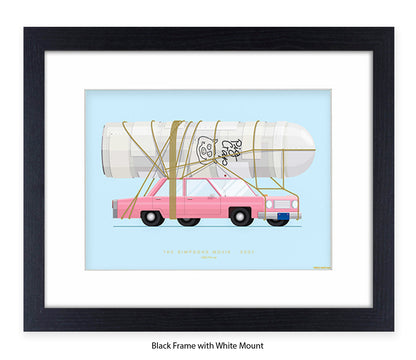 Simpsons Movie - 1989 Pink Car - Fred Birchal Art Print