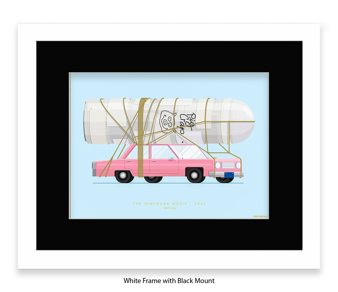Simpsons Movie - 1989 Pink Car - Fred Birchal Art Print