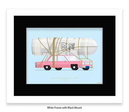 Simpsons Movie - 1989 Pink Car - Fred Birchal Art Print