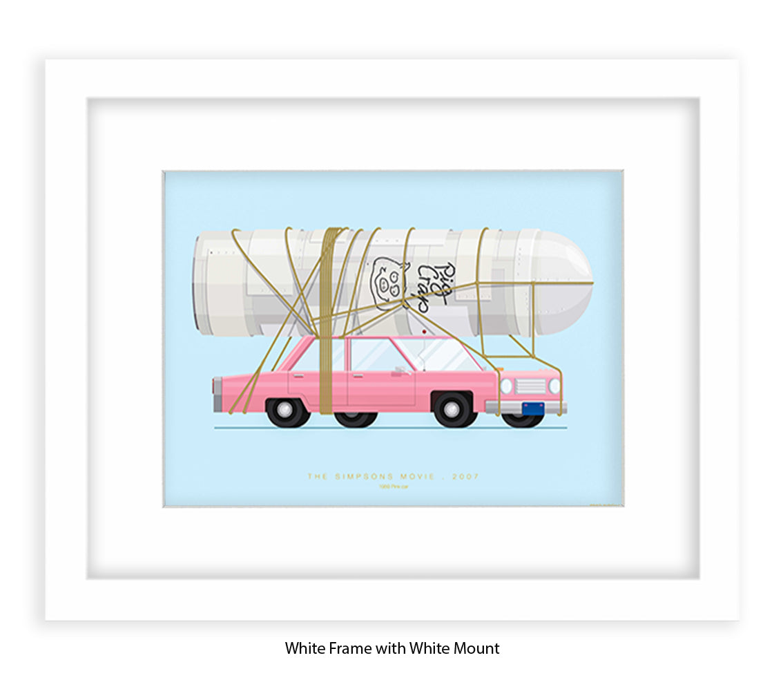 Simpsons Movie - 1989 Pink Car - Fred Birchal Art Print