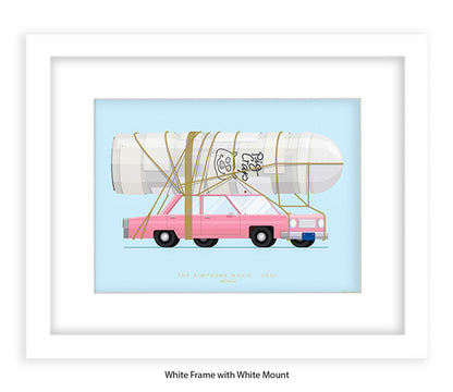 Simpsons Movie - 1989 Pink Car - Fred Birchal Art Print