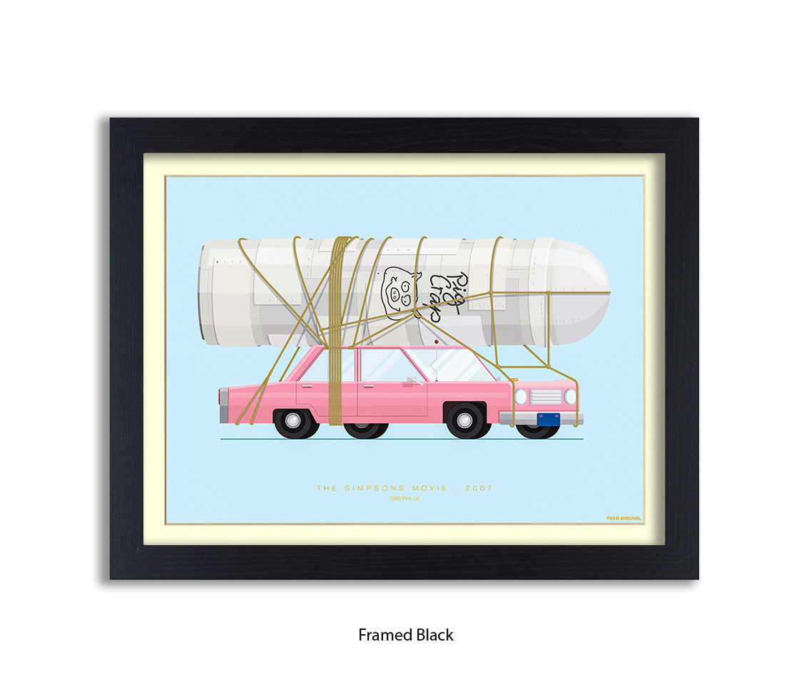 Simpsons Movie - 1989 Pink Car - Fred Birchal Art Print