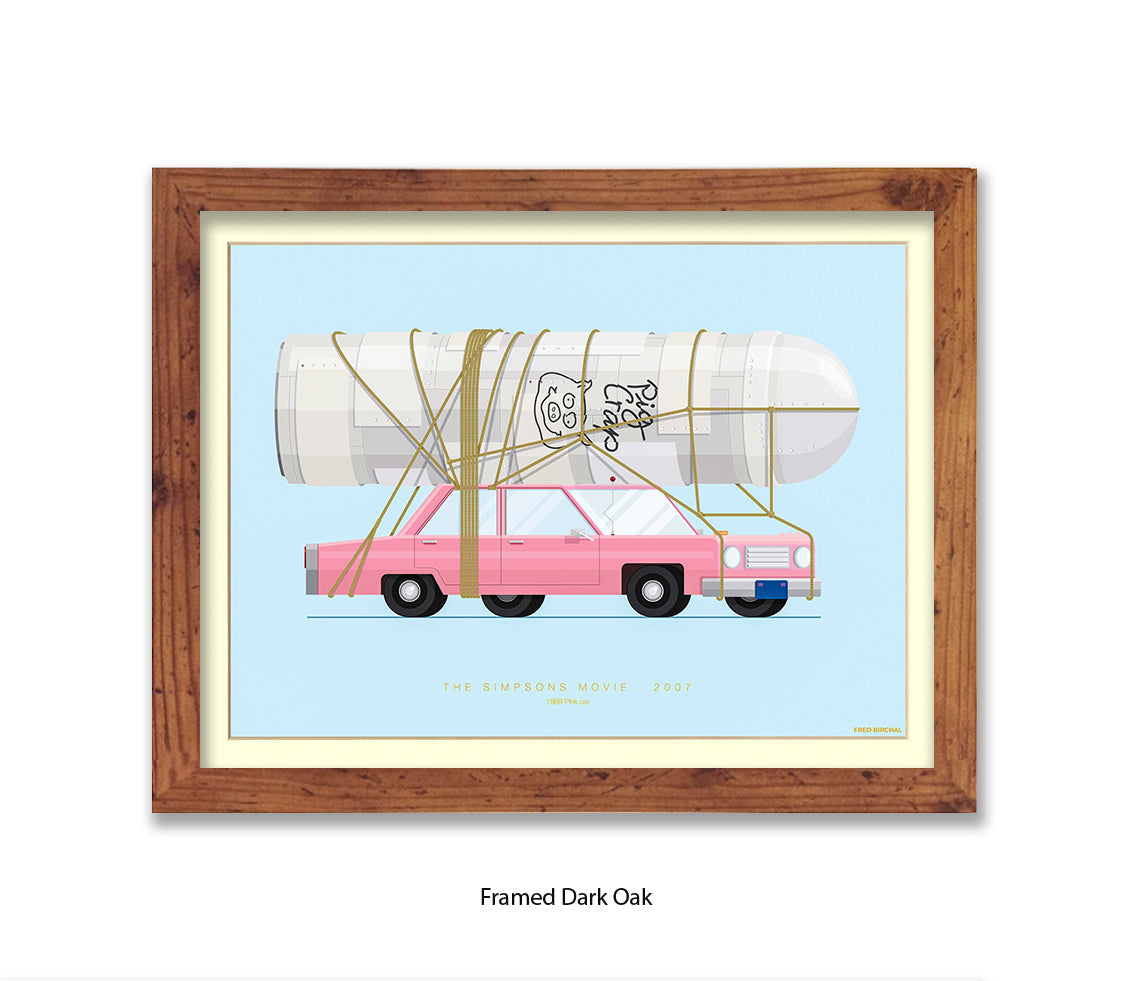 Simpsons Movie - 1989 Pink Car - Fred Birchal Art Print