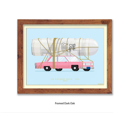 Simpsons Movie - 1989 Pink Car - Fred Birchal Art Print