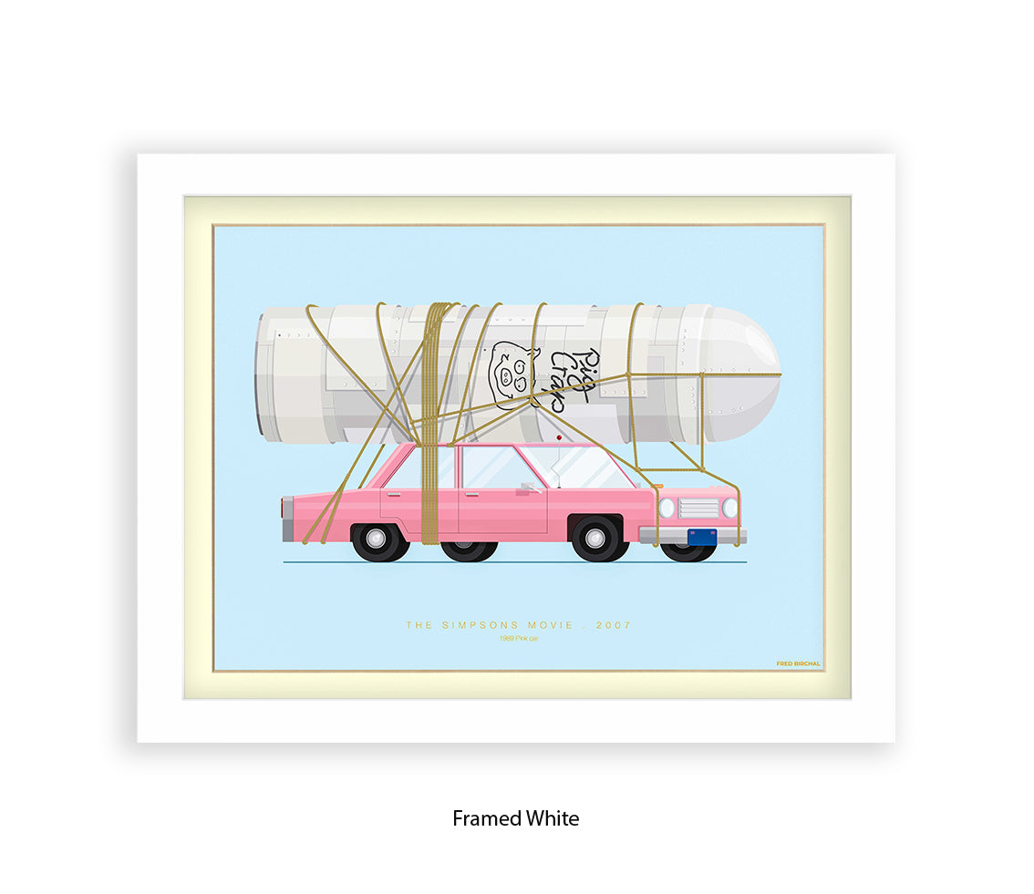 Simpsons Movie - 1989 Pink Car - Fred Birchal Art Print