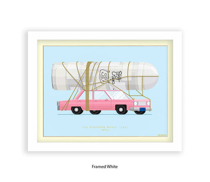 Simpsons Movie - 1989 Pink Car - Fred Birchal Art Print
