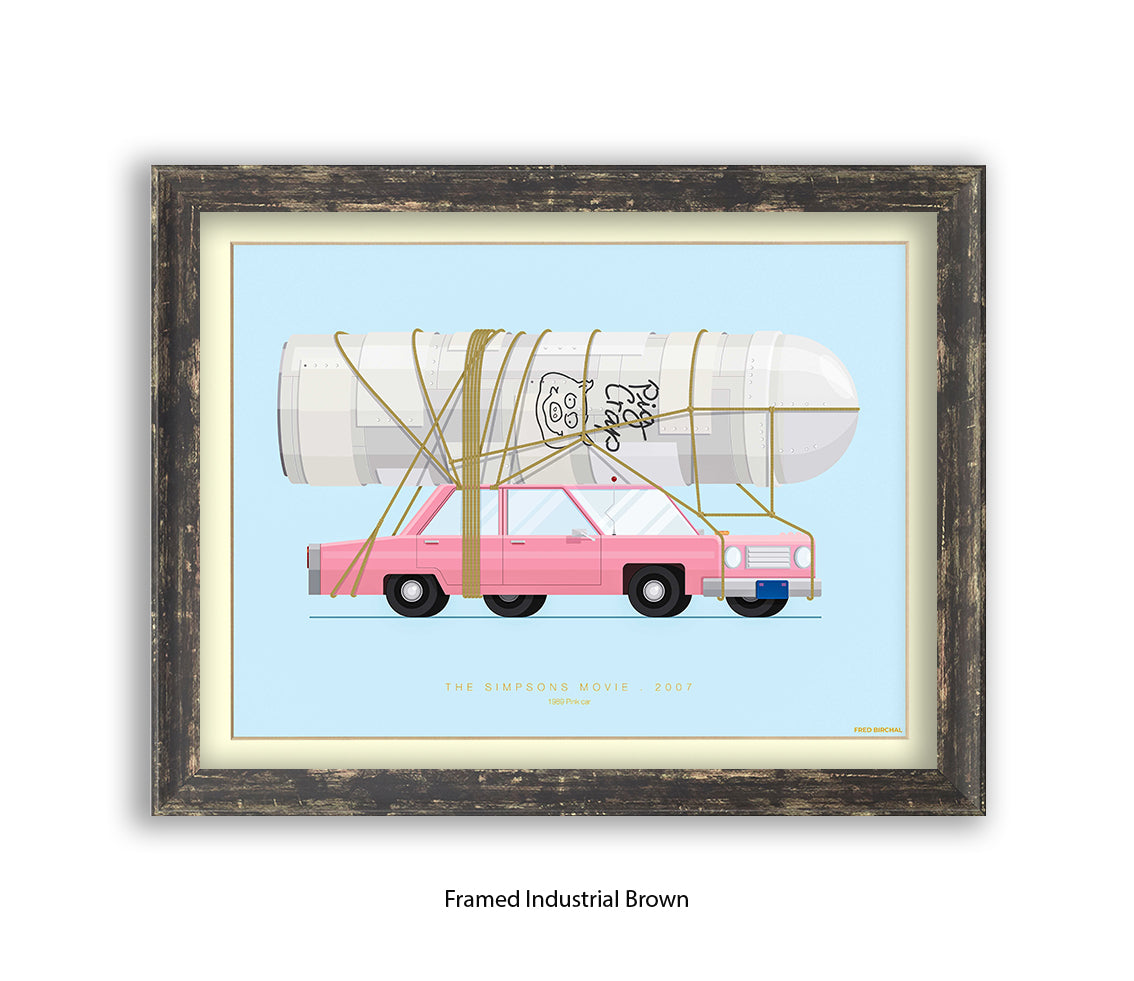 Simpsons Movie - 1989 Pink Car - Fred Birchal Art Print