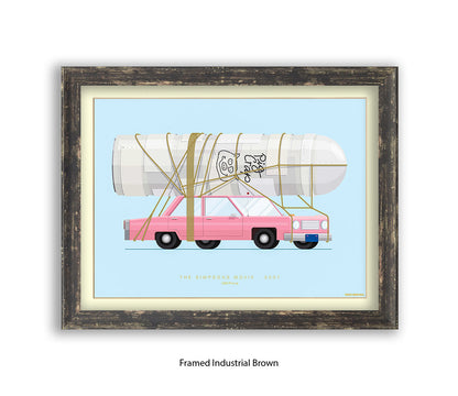 Simpsons Movie - 1989 Pink Car - Fred Birchal Art Print