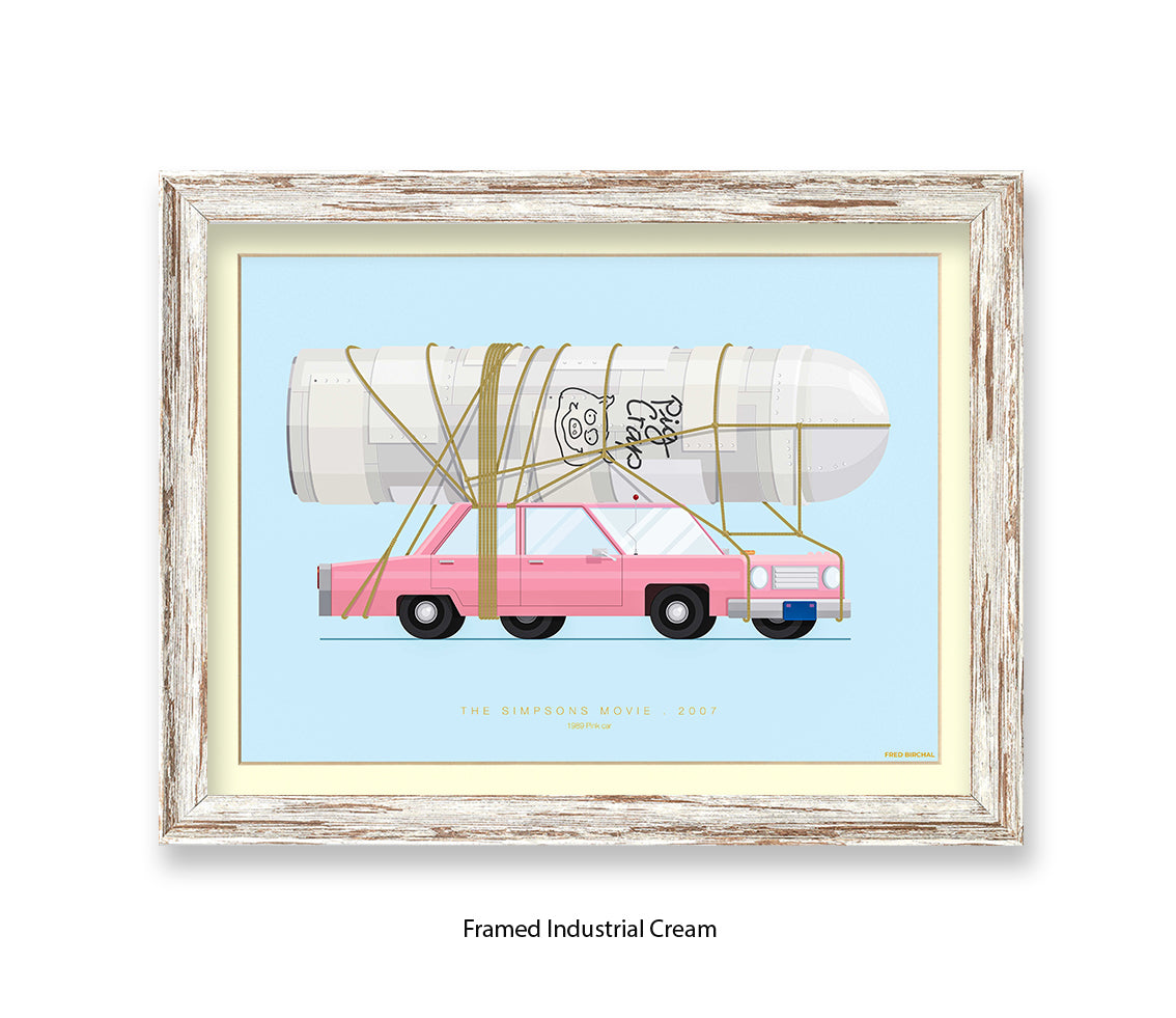 Simpsons Movie - 1989 Pink Car - Fred Birchal Art Print