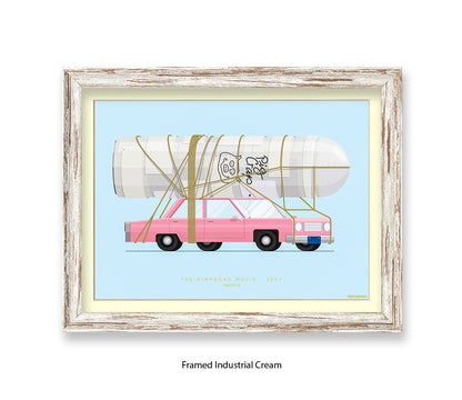 Simpsons Movie - 1989 Pink Car - Fred Birchal Art Print