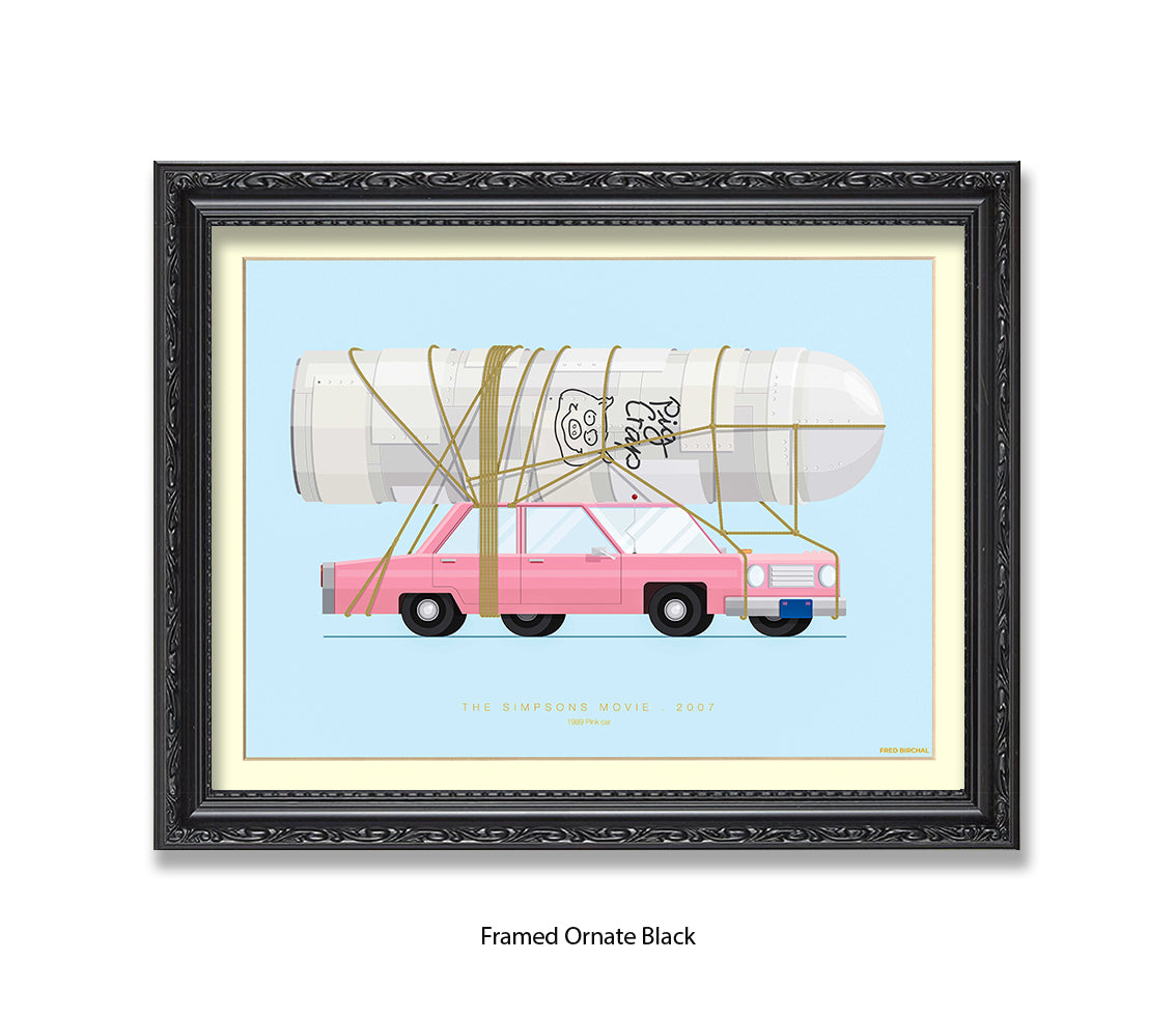 Simpsons Movie - 1989 Pink Car - Fred Birchal Art Print