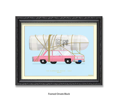 Simpsons Movie - 1989 Pink Car - Fred Birchal Art Print