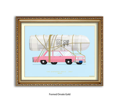 Simpsons Movie - 1989 Pink Car - Fred Birchal Art Print
