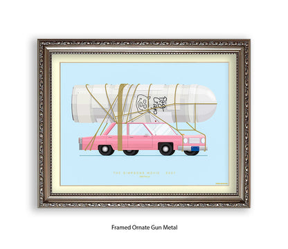 Simpsons Movie - 1989 Pink Car - Fred Birchal Art Print