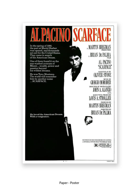 Scarface  - Film Promo  -  Al Pacino - Very rare 1980s - One sheet poster