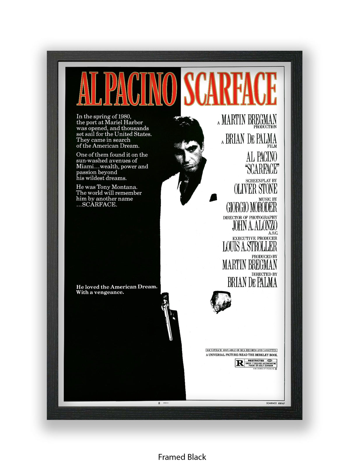 Scarface  - Film Promo  -  Al Pacino - Very rare 1980s - One sheet poster