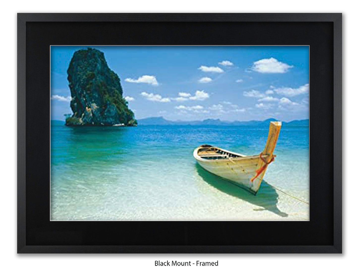 Destiny Thailand Phuket Beach Travel Poster - Tropical Paradise Wall Art - Exotic Longtail Boat & Limestone Cliffs - Krabi Seascape Poster - Home Decor