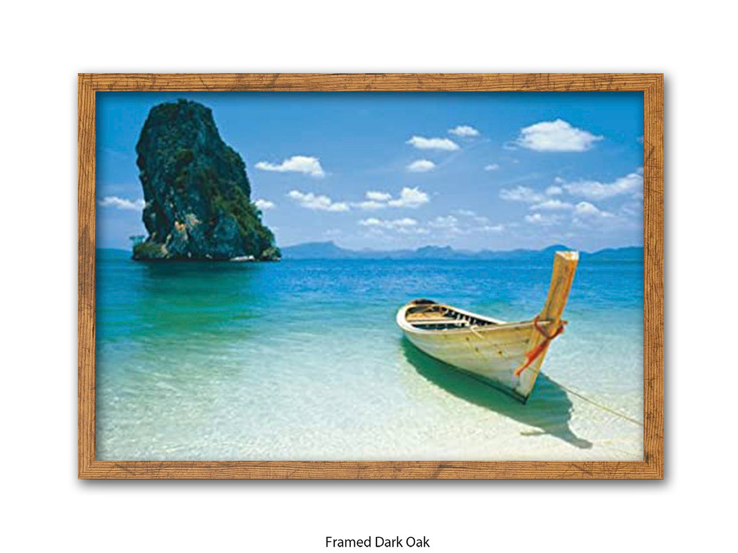 Destiny Thailand Phuket Beach Travel Poster - Tropical Paradise Wall Art - Exotic Longtail Boat & Limestone Cliffs - Krabi Seascape Poster - Home Decor