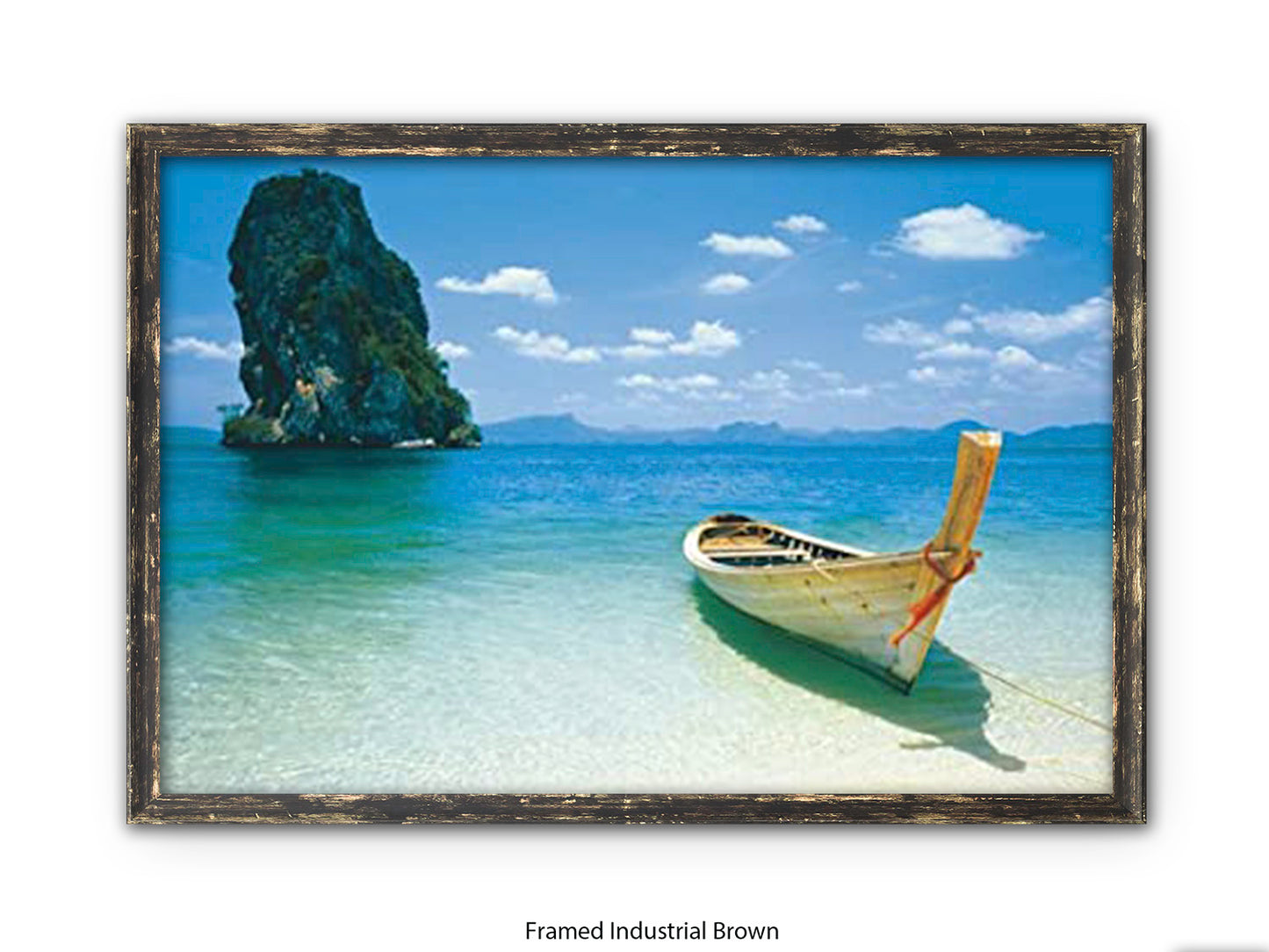 Destiny Thailand Phuket Beach Travel Poster - Tropical Paradise Wall Art - Exotic Longtail Boat & Limestone Cliffs - Krabi Seascape Poster - Home Decor