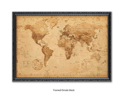 World Map Poster Vintage Style Poster