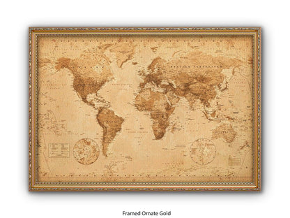 World Map Poster Vintage Style Poster