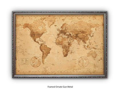 World Map Poster Vintage Style Poster