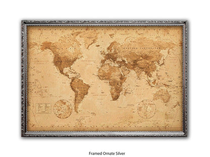World Map Poster Vintage Style Poster