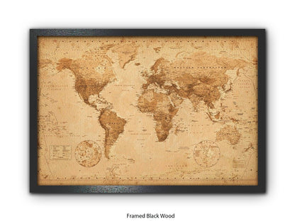 World Map Poster Vintage Style Poster