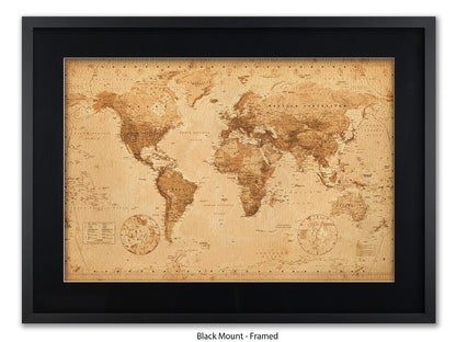 World Map Poster Vintage Style Poster