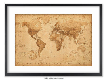 World Map Poster Vintage Style Poster