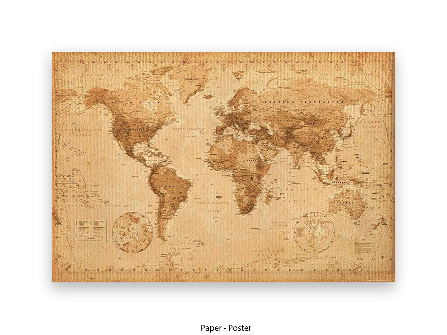 World Map Poster Vintage Style Poster