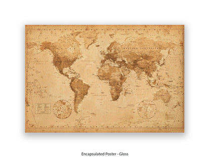 World Map Poster Vintage Style Poster
