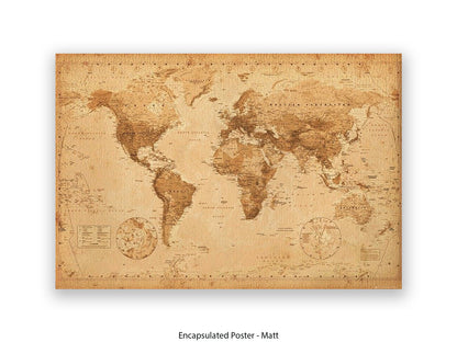 World Map Poster Vintage Style Poster