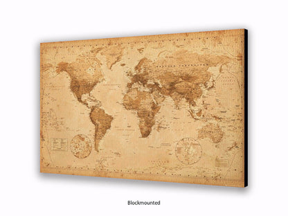 World Map Poster Vintage Style Poster