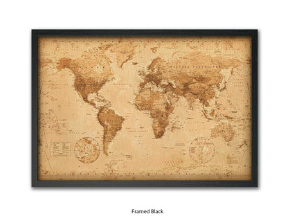 World Map Poster Vintage Style Poster
