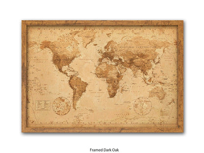 World Map Poster Vintage Style Poster