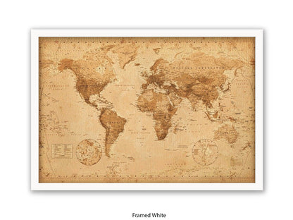 World Map Poster Vintage Style Poster