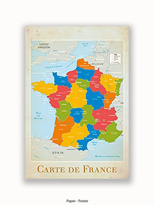 France Map Poster