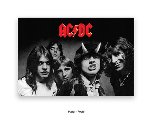 AC/DC Highway to Hell Poster - Black & White Rock Band Wall Art - AC/DC Album