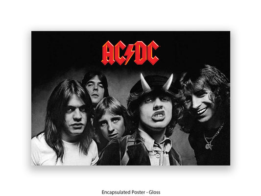 AC/DC Highway to Hell Poster - Black & White Rock Band Wall Art - AC/DC Album