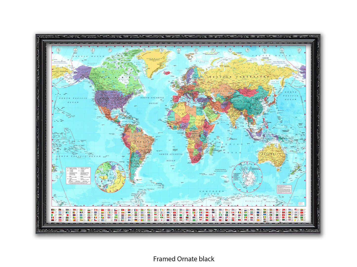 World Map Poster With Flags At The Bottom