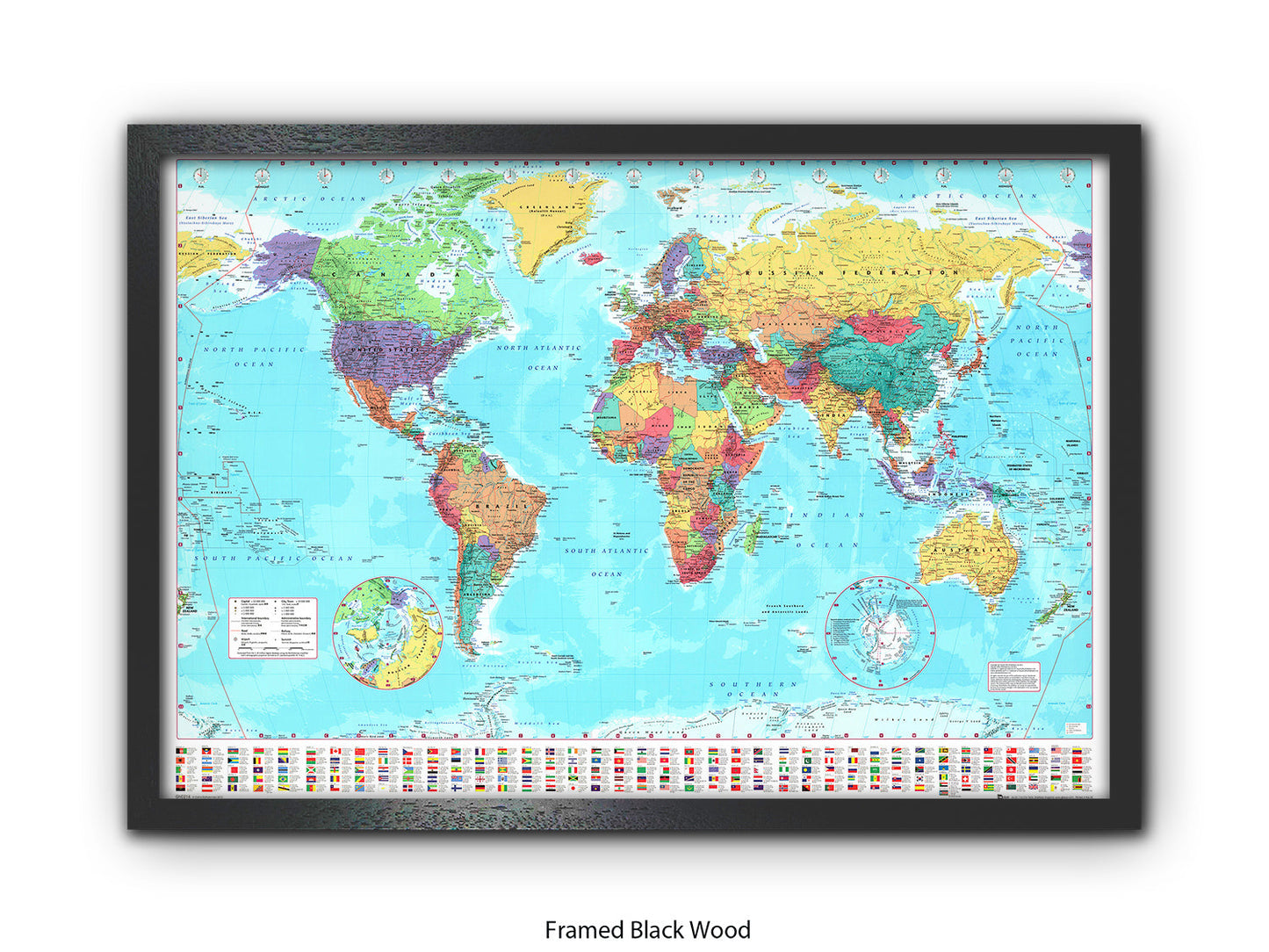 World Map Poster With Flags At The Bottom