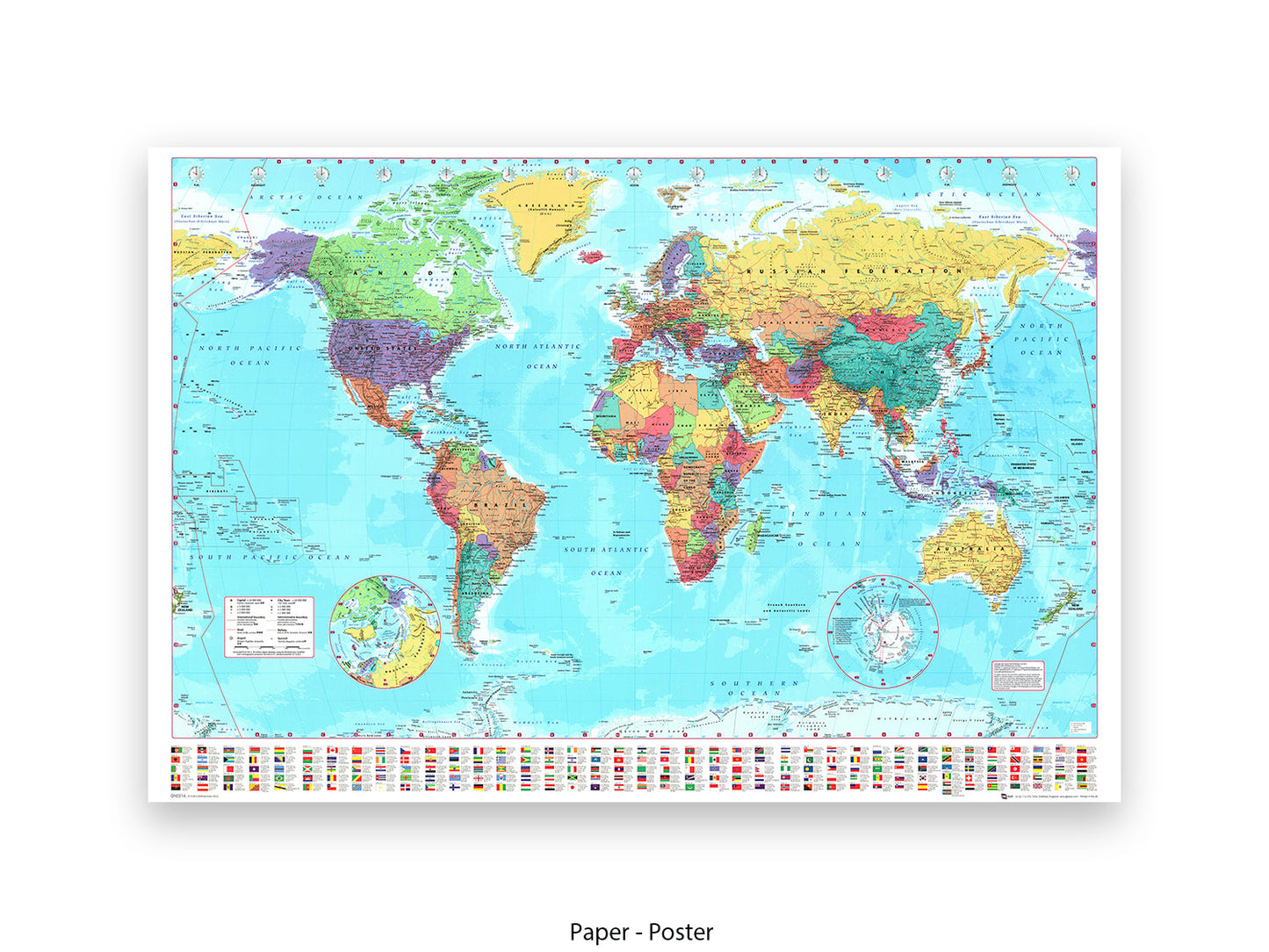 World Map Poster With Flags At The Bottom