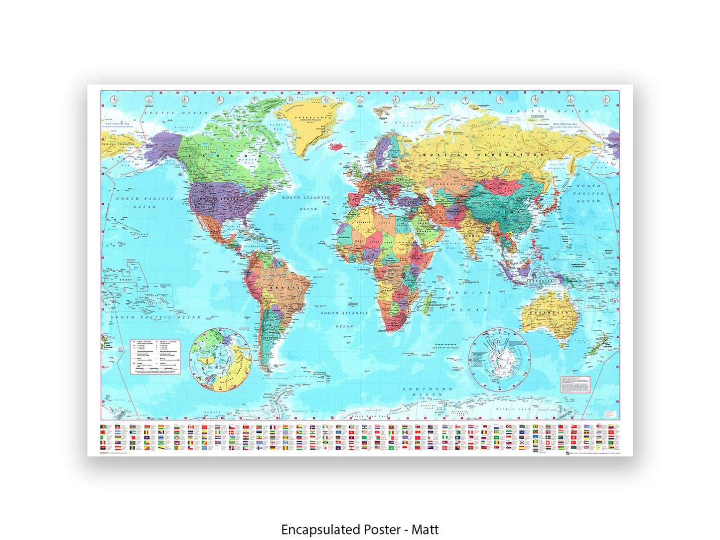 World Map Poster With Flags At The Bottom