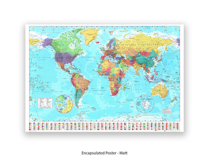 World Map Poster With Flags At The Bottom