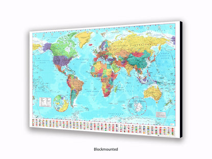 World Map Poster With Flags At The Bottom