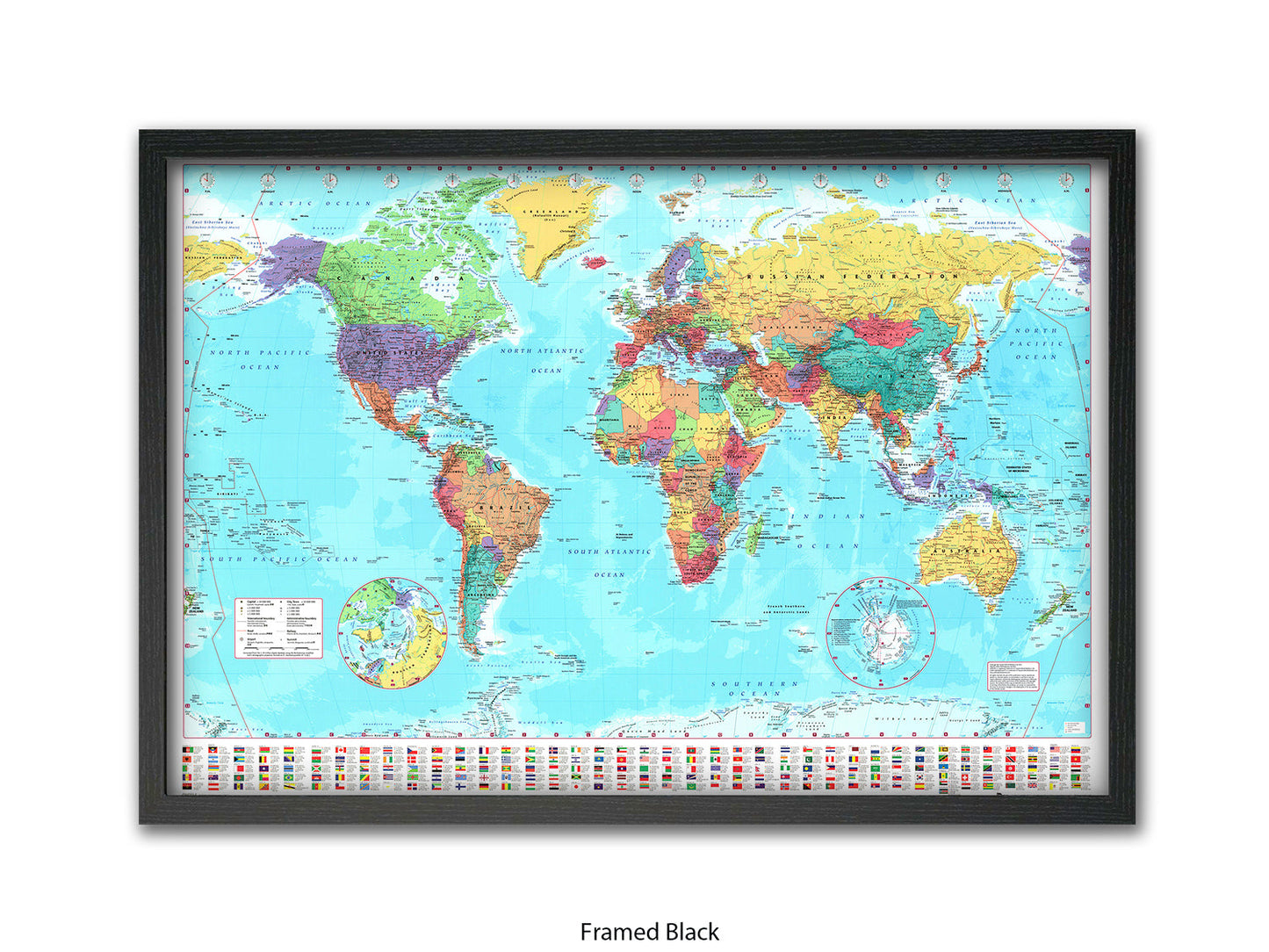 World Map Poster With Flags At The Bottom