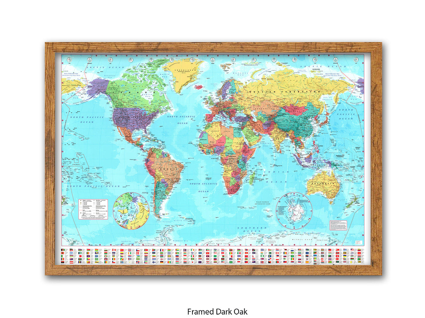 World Map Poster With Flags At The Bottom