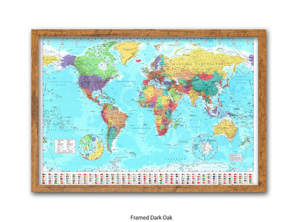 World Map Poster With Flags At The Bottom