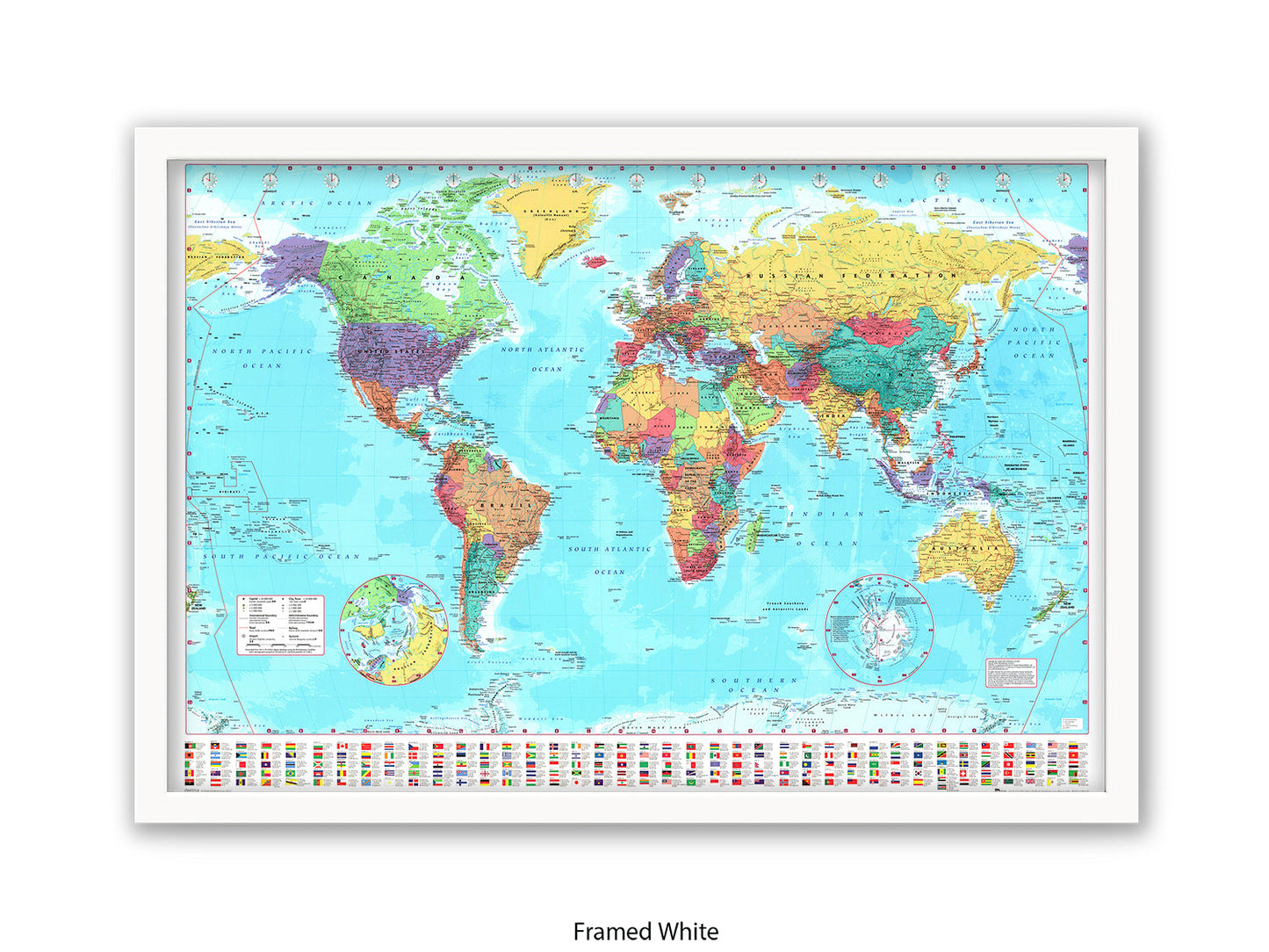 World Map Poster With Flags At The Bottom